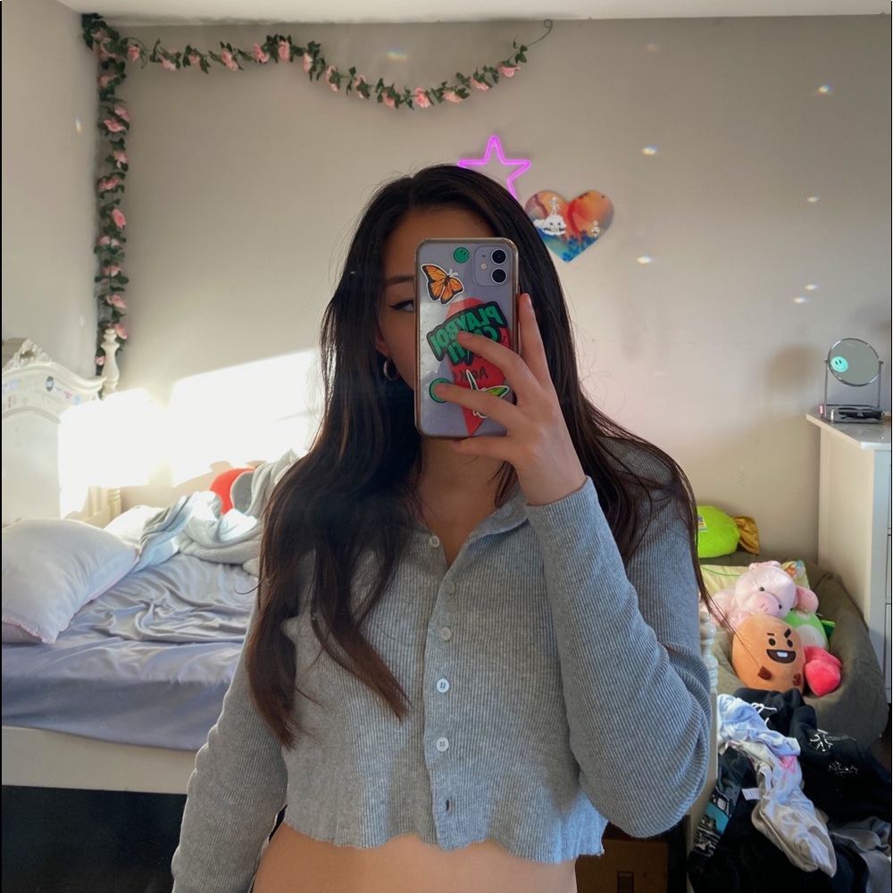 JOHN GALT gray collared button up tee